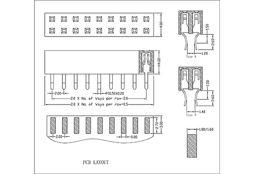 2.0 mm Female Header Dual Row Splint Type FHDU04-XXDXXXX