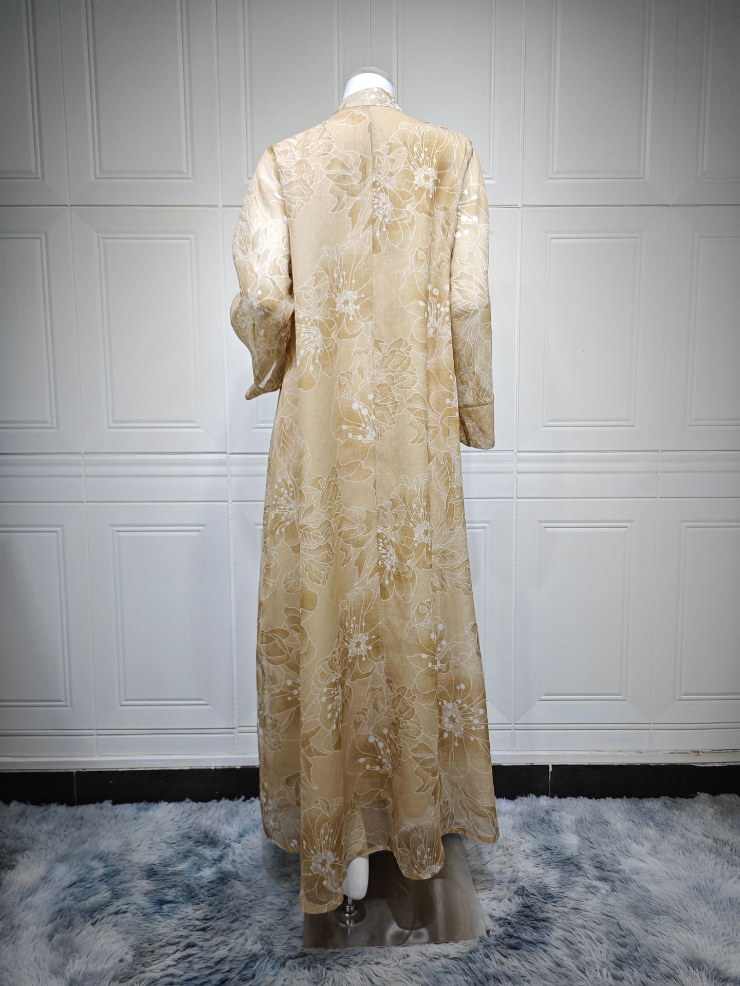 لباس گلدار Abaya Jalabiya زنانه AB565 (14) Floral Applique Abaya Jalabiya Dress for Women AB565 (14)