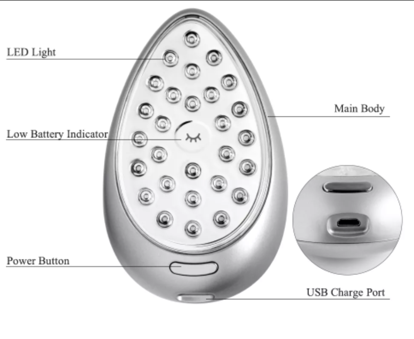 Uso da casa facial do dispositivo de terapia leve