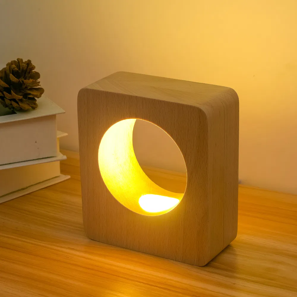 High End Gift, Intelligent Solid Wood, LED Night Light, Creative