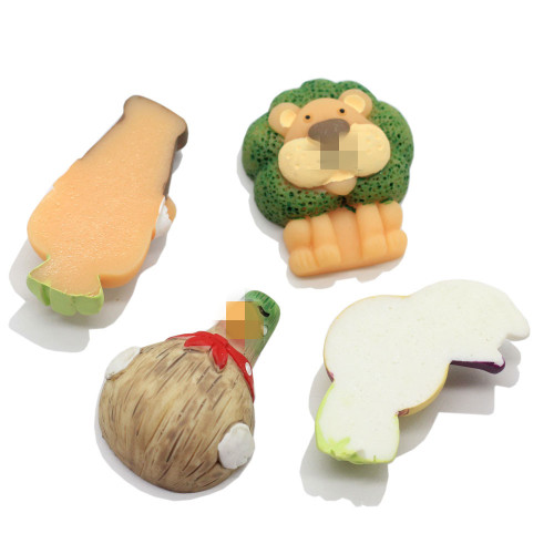 Kawaii Resin Vegetable Animals Flatback Cartoon Figurines for Baby Jewelry Making