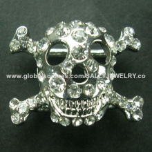 Skull and Crossbones Design Alloy Shoe Buckle Decorated with Shiny Rhinestone, ODM/OEM Accepted