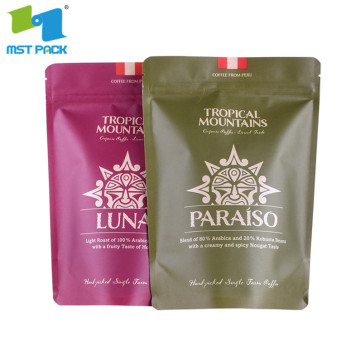 Kraft Paper Coffee Beans Borse con serratura con cerniera