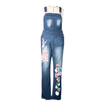 Wholesale Ladies Embroidered Bib Jeans