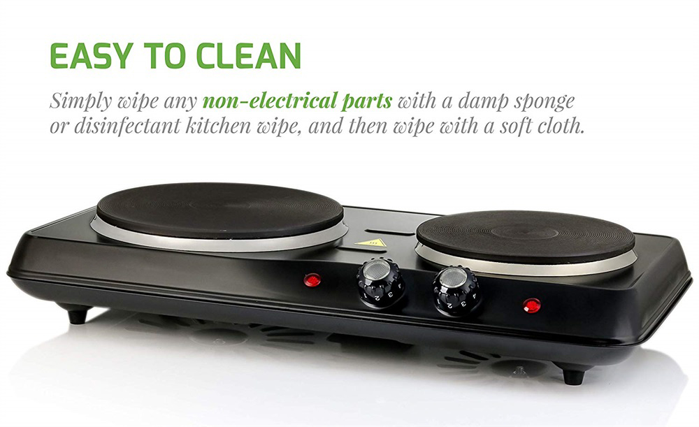 Kitchen Countertop Cast-Iron Double Burner 2500W