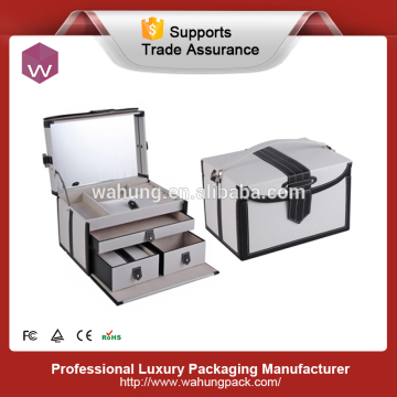 Luxury Automatic Girls Cosmetic box Hand Made Leather Jewellery Box