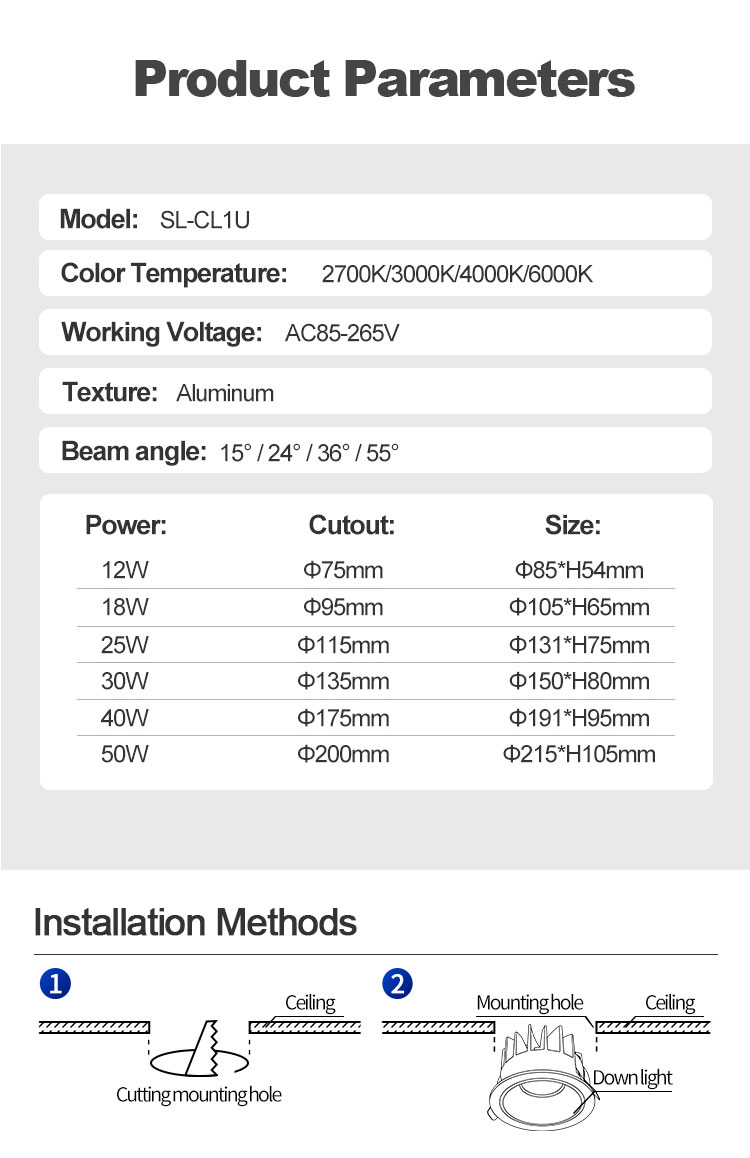 Aluminum Led Downlight For Synno Lighting