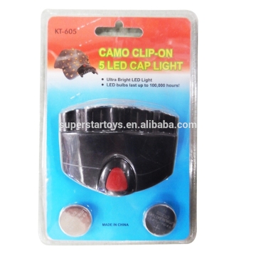 plastic LED cap light, 5LED camp cap light