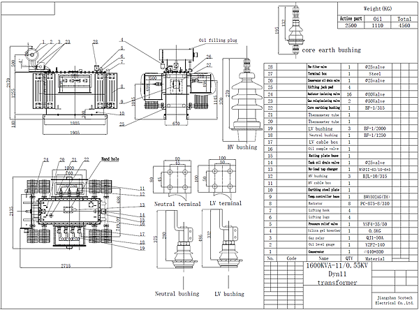 1600kva transformer drawing