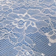 Shiny Sequin White Chantilly Lace