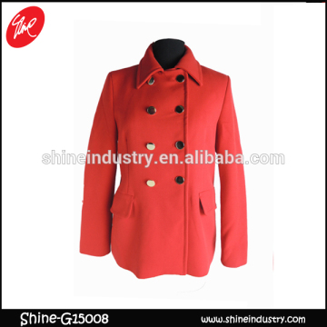 Red double-breasted long cotton overcoat,women's fashion clothing