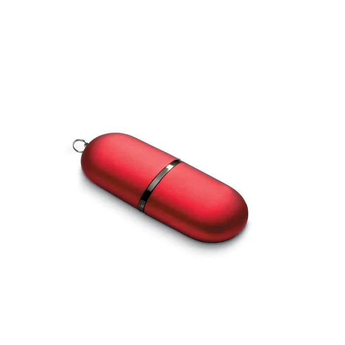 Articulated Metal USB Stick with Keyring and Leather Cover with Customized Logo