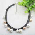 Corde de cuir pour le collier de perles multi brins Shell collier perle