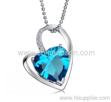 Sapphire Cz Heart Pendant Necklace?
