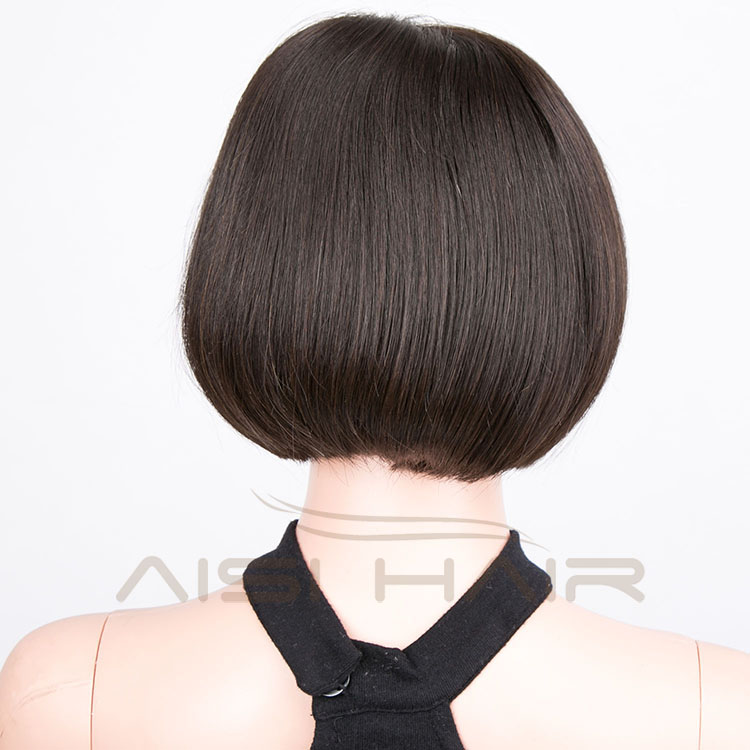 Aisi Hair Wholesale Natural Black Short Cute Bob Full Lace Wig 100% Brazilian Human Hair Wigs