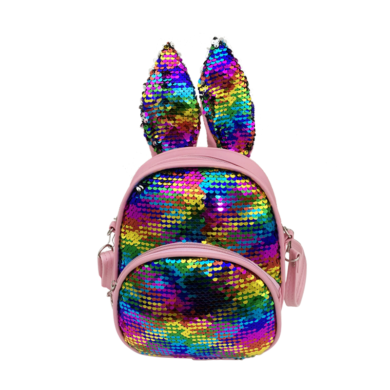 High quality fashion small kids sequin children backpack girls