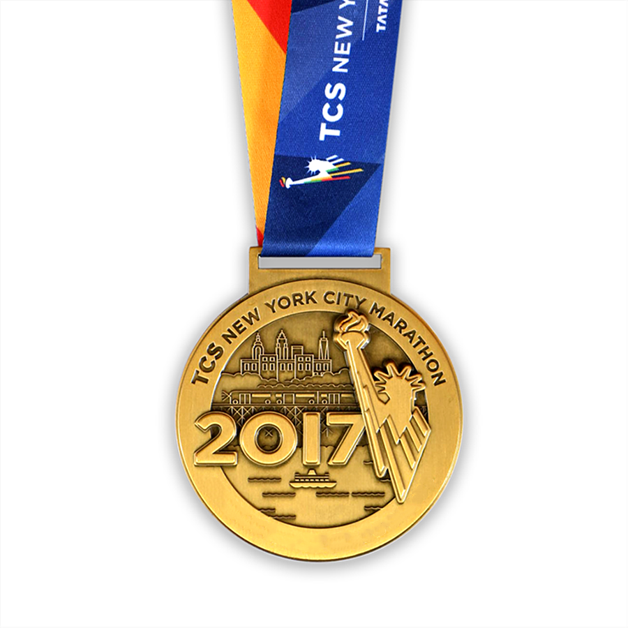 Medalha de maratona de metal personalizada de metal de Nova York