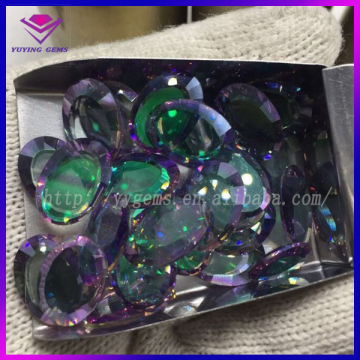 Oval Two Flat Back Crystal Glass AB Colors Gemstone