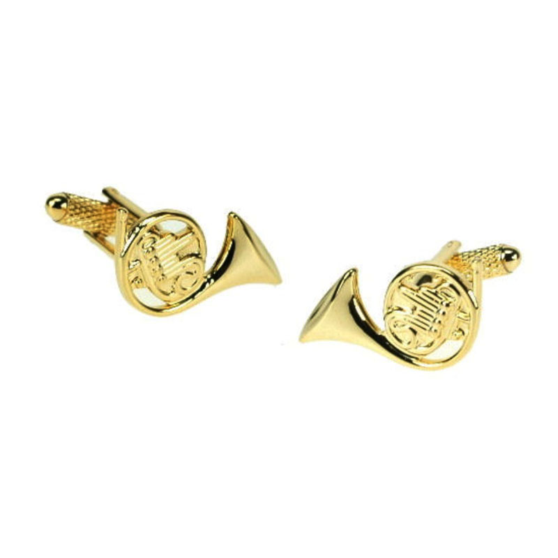 French Horn Cufflinks Gold Finish