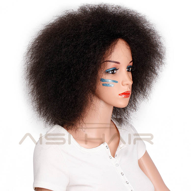 Aisi Hair Heat Resistant Synthetic Fiber Short Kinky Curly Afro Hair Wig Fluffy Cosplay Wigs for African American Wigs