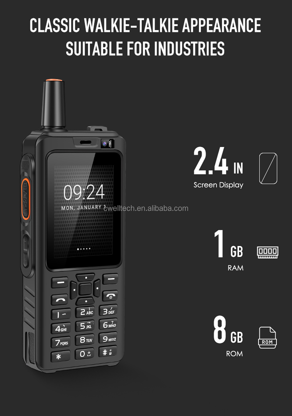 Alps F40 2.4 Inch Touch Screen 4G Signal Booster Zello Android Walkie Talkie Phone