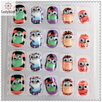 3d cute googly eyes character design nail tips fake nails