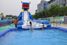 Hot large inflatable water slides with pool