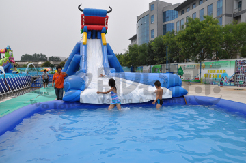 Hot large inflatable water slides with pool