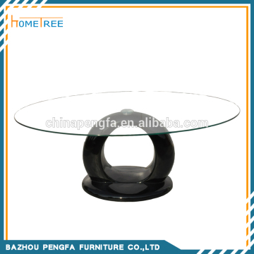 Modern glass teapoy, oval shape coffee table