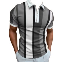 Men's Short Sleeve Zipper Polo Shirt - Color Match