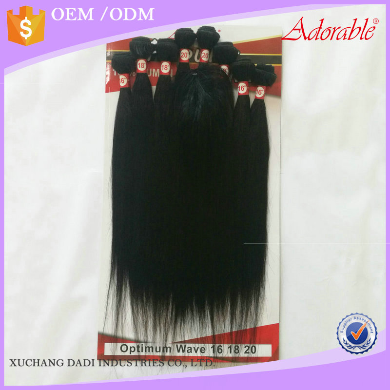 Xuchang dadi Adorable hair factory price animal mixed synthetic hair silk straight 8pcs/lot with free closure,package 100% human