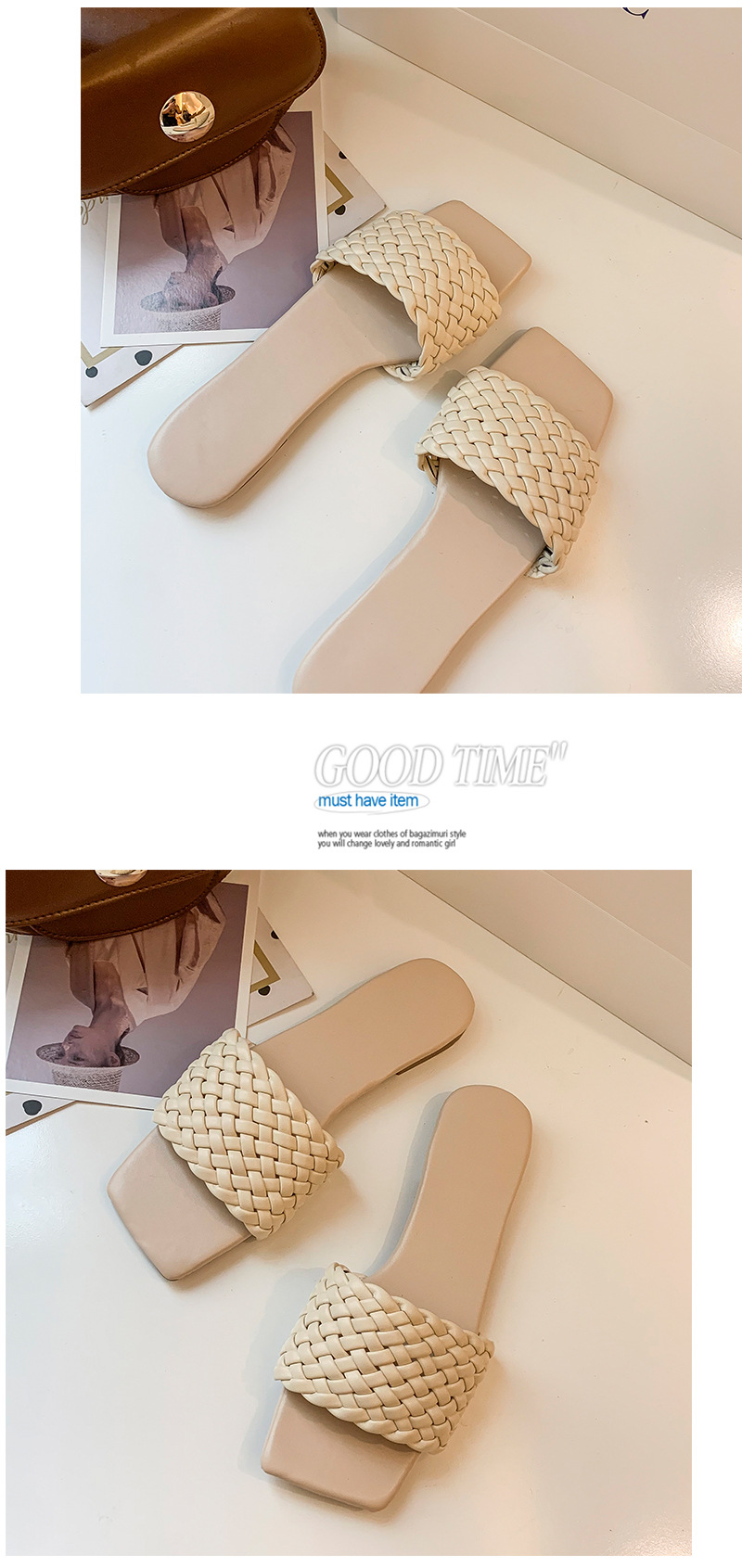 2021 Wholesale big size fancy woven slippers custom women sandals flat slipper for women slippers for ladies