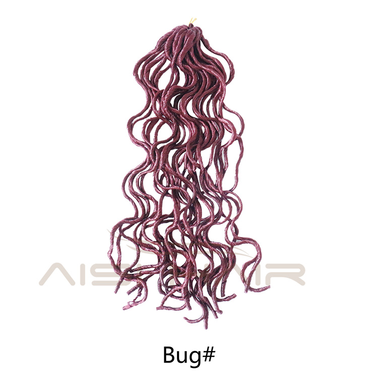 Aisi Hair Faux Locs Curly Crochet Hair Extensions 18inch Long 24 Roots Soft Crochet Braids Dreadlock Hairpieces