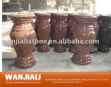 red grantie grave vase