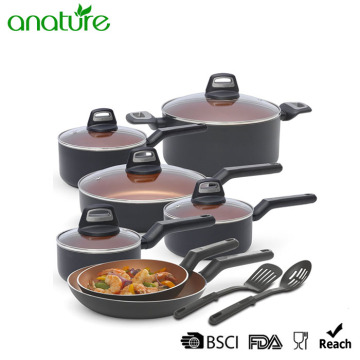 Exclusive 14pcs Copper Coating Cookware Set with Bakelite Handle