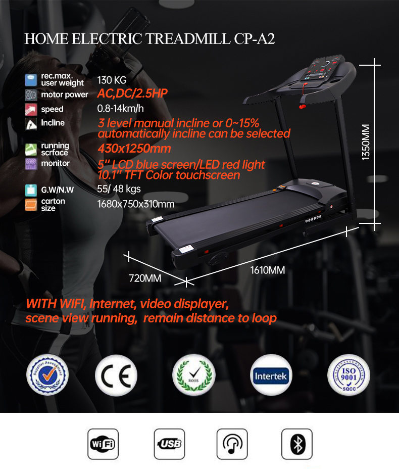 CE Approved  odm lcd screen treadmills for sale good design electric running machine fitness equipment