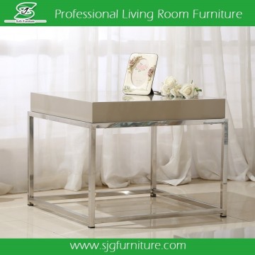 Square Center Table High Gloss Small Wood Coffee Table End Table