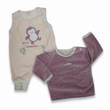 Polyester Velour Baby Rompers in Various Colors