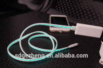 Wholesale EL illuminated USB charging cable lighting sync charging cable el wire usb charger