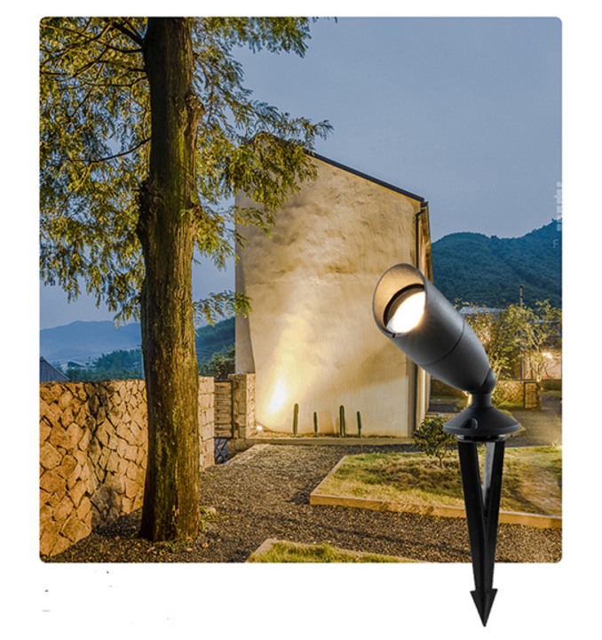 Holofote LED para jardim externo preto