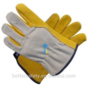 Unlined Split Cowhide Leather Back Yellow Cow Split Leather Work Glove Promotion