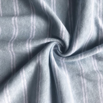 Blue linen cotton Tshirt stripe single jersey