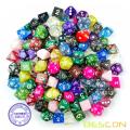 Bescon 120pcs Treasure Set, zufällig gemischte RPG-Würfelpackung mit 120 Stück; Polyhedraler Würfel-Mix aus Rainbow Glitter, Edelstein, Swirly, Stone Styles