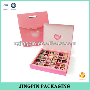 customized pink art paper chocolate packaging box