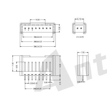 2.50mm 피치 IDC 180 ° 웨이퍼 타입 커넥터 시리즈