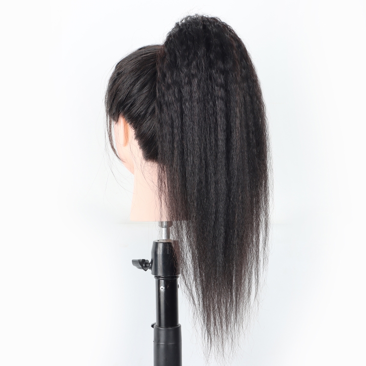 Kinky Straight Around Drawstring Ponytail 100% Virgin Human Hair Silky Straight, Remy Brazilian Human Hair Ponytails