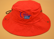 custom orange bucket hat with string