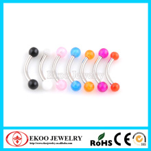 Curved Eyebrow Ring with Acrylic UV Balls Eyebrow Piercing