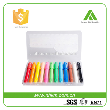 Stationery school kids using colored crayon sets