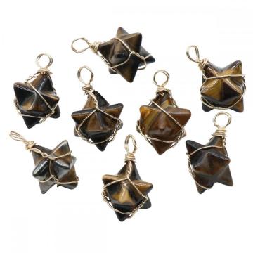 Tiger Eye Merkaba Star Pendants for Necklace Jewelry